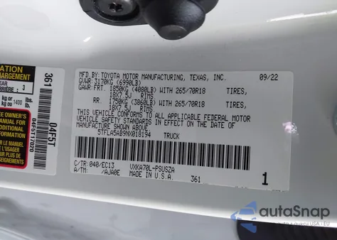 2022 Toyota Tundra Sr5 из США, поврежденный, VIN 5TFLA5AB9NX018194